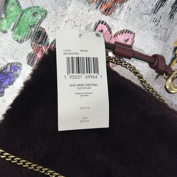 Coach Shearling Mini Drawstring Sangria BNWT $250 - Picture 4 of 5